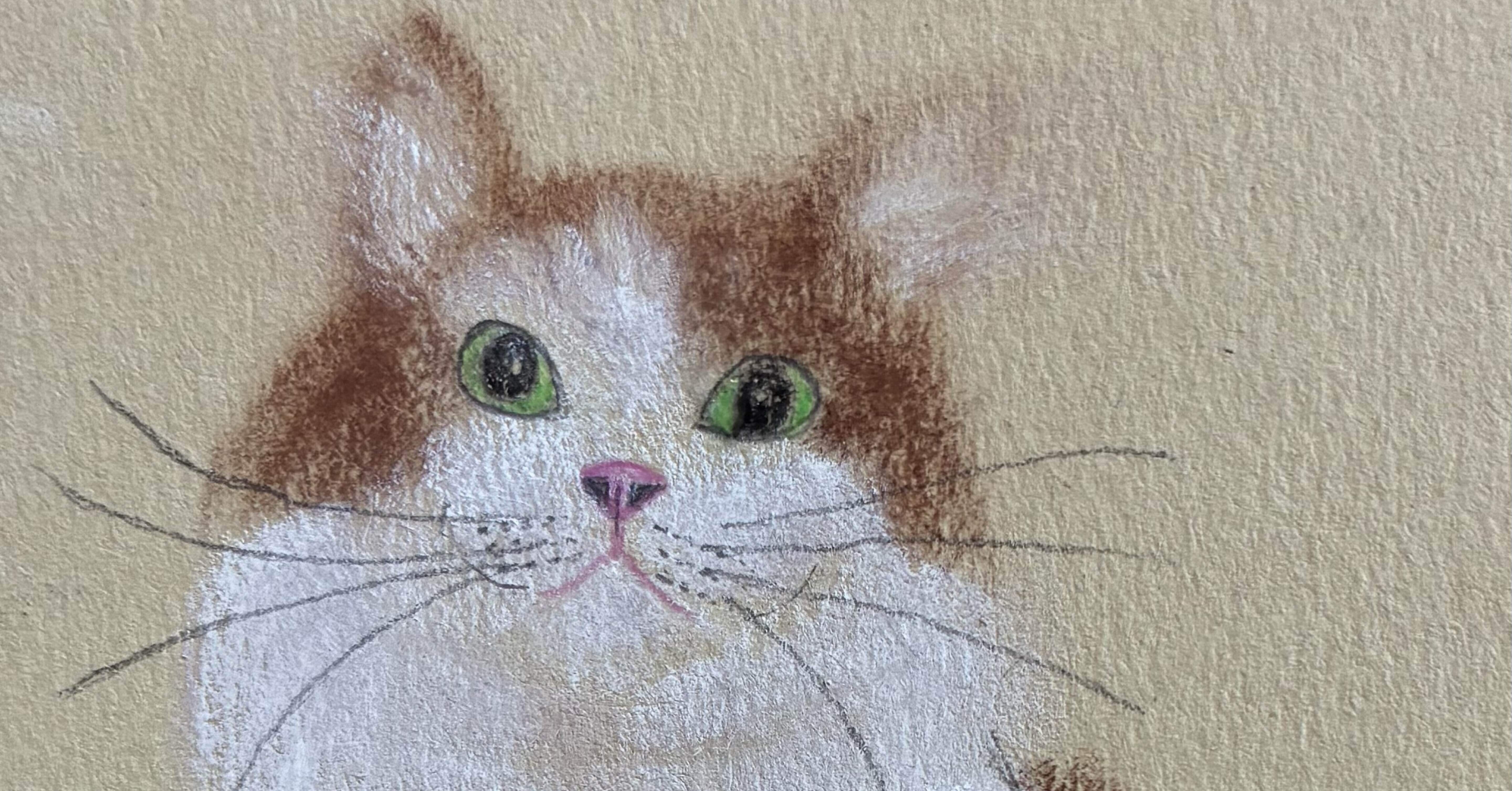 可愛い猫のパステル画です。｜まる
