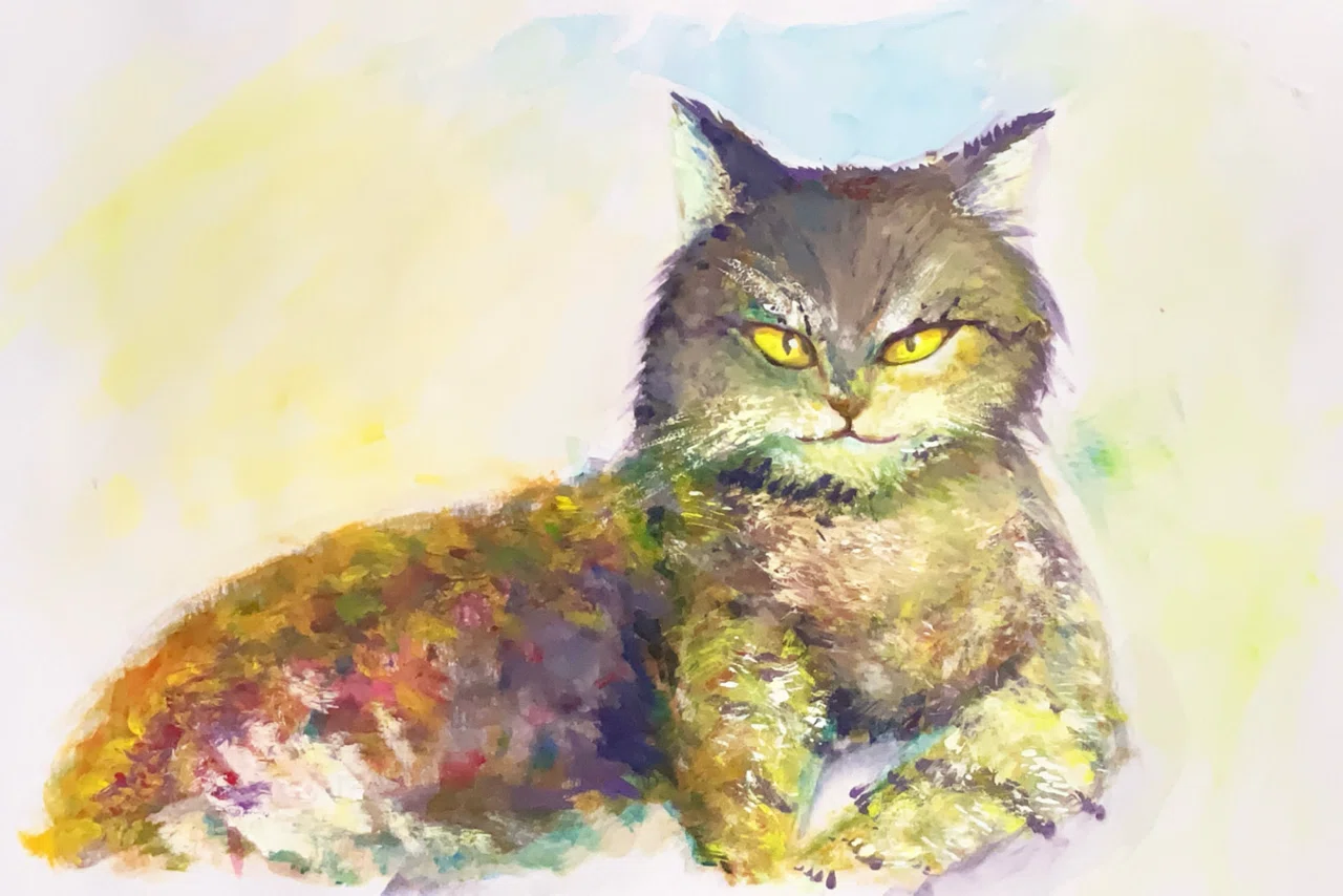 『金眼の猫』水彩画の原画 作品紹介『猫の絵』｜M.H.