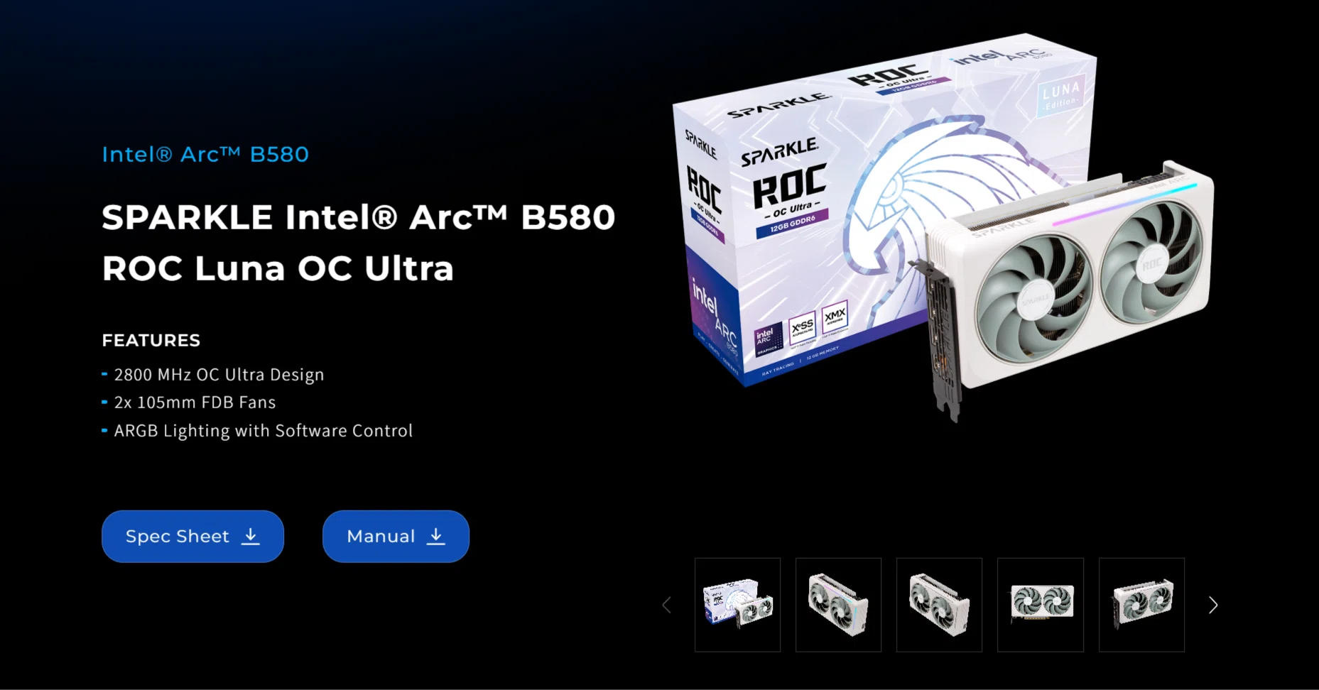 一度使用 美品 SPARKLE Intel Arc B580 ROC Luna