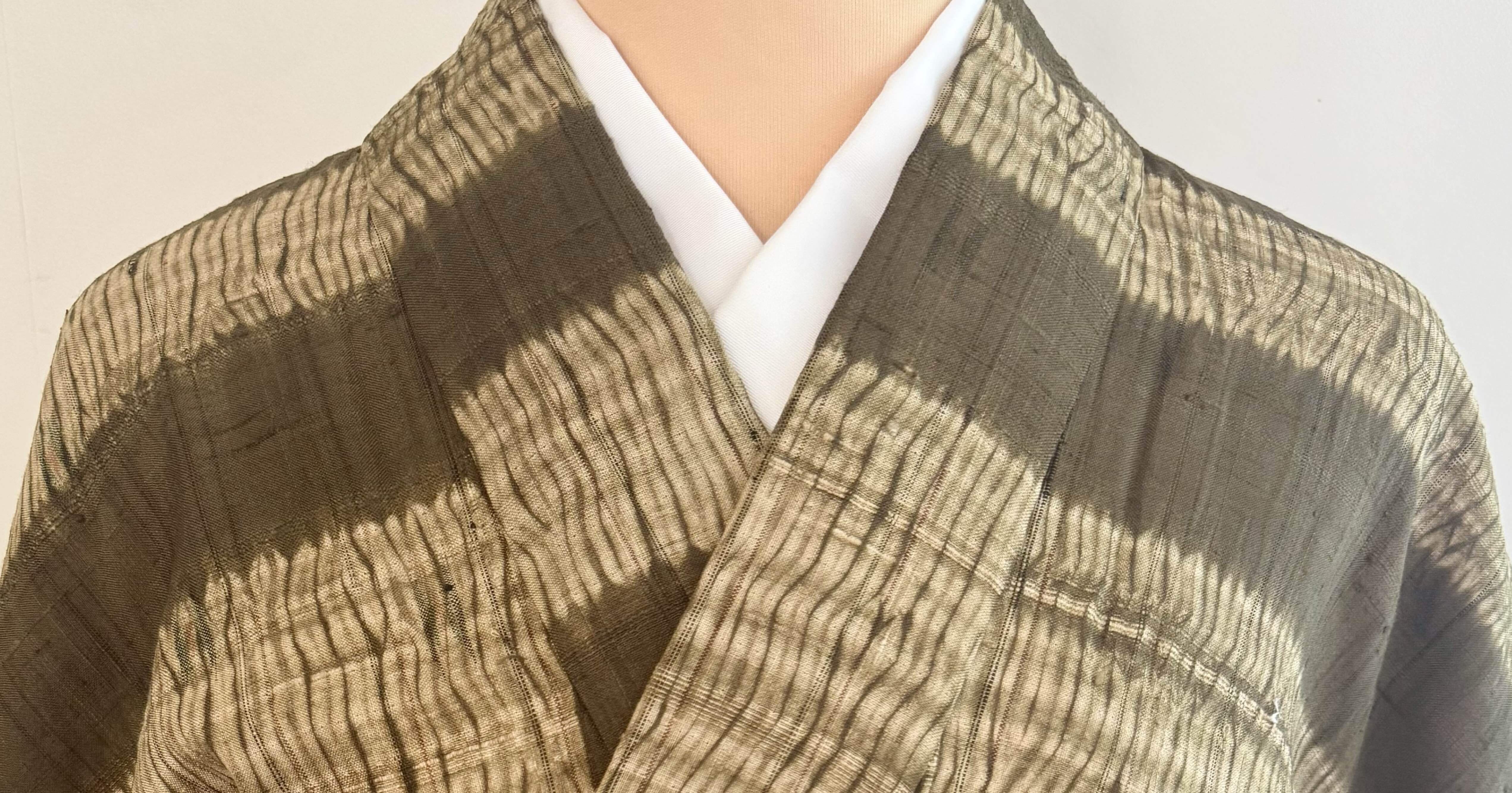 鎧段絞り単衣紬着物｜夢吉きもの