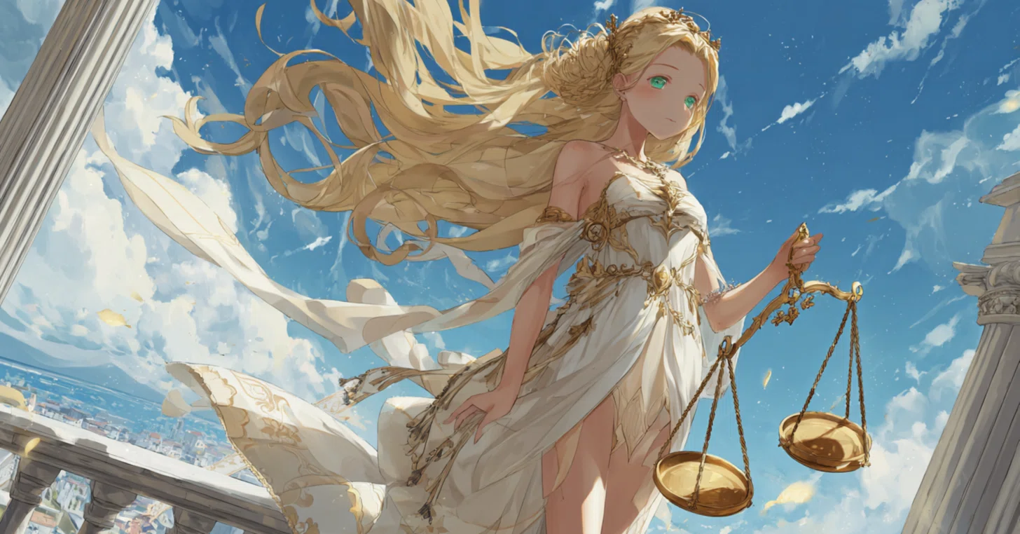 プロンプト無料公開 #002】12星座の乙女：優美なる天秤座【AIイラスト