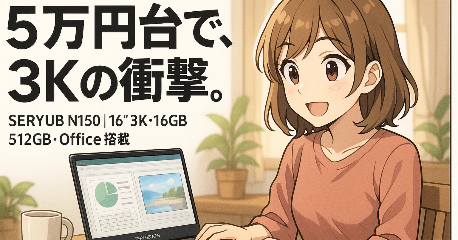 5万円台の衝撃】SERYUB N150 ノートパソコンが価格破壊と話題に！私が 