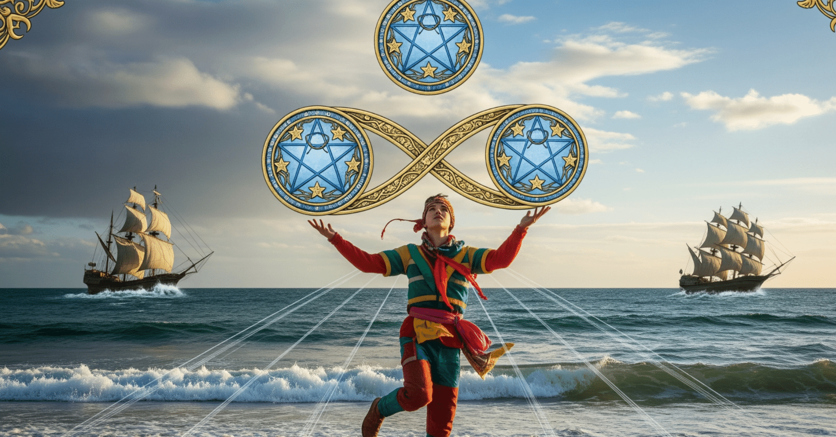 タロット完全図鑑#65】ペンタクルの2の意味と読み方｜“バランス”と“柔軟性”を象徴するカード｜星宙（ほしそら）タロット館