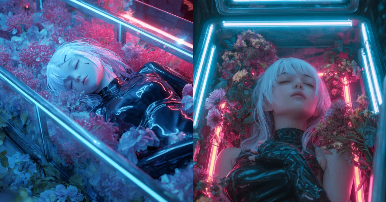 [Midjourney] 100-yen Prompt. 143. Sleeping Princess in a Neon Coffin｜味志 ...