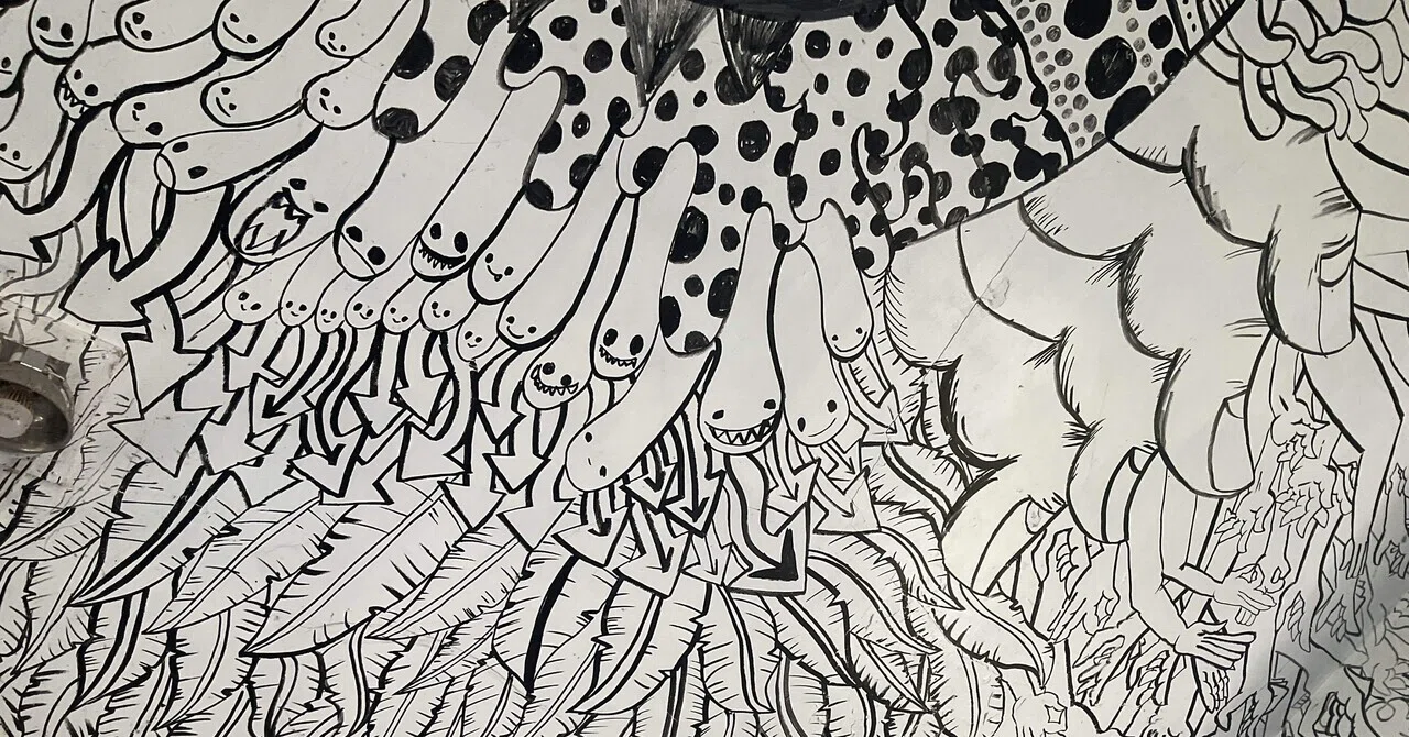 現代アートセール⭐︎開運絵画つながりの波動キャンバスF4号ネットと脳 量子力学 画家GOMAご存知ですか？｜渡邊智惠子