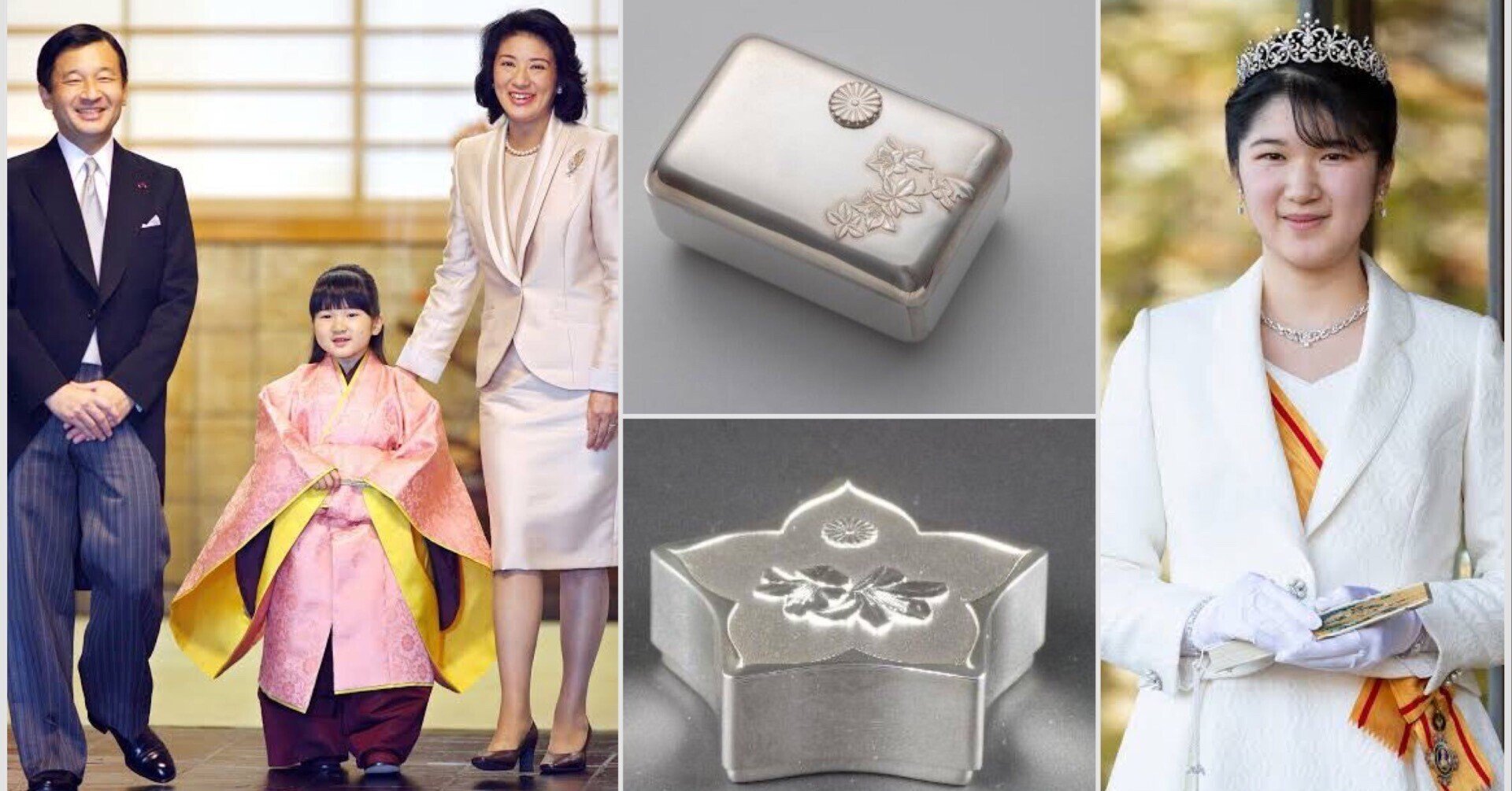 ≫　皇室ボンボニエール　その３　東伏見宮依仁親王夫妻写真付　純銀　八稜鏡形　ボンボニエール　≪ 愛子さまの成年､上皇ご夫妻の米寿を記念するボンボニエール 学習院大学