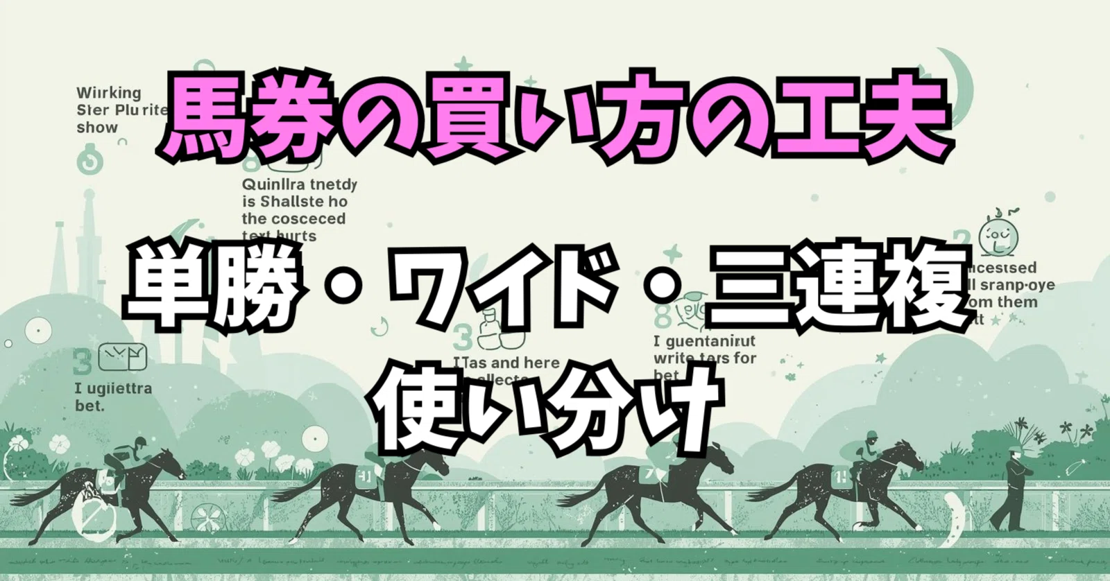 第94話：馬券の買い方の工夫｜単勝・複勝・ワイド・馬連・三連複の