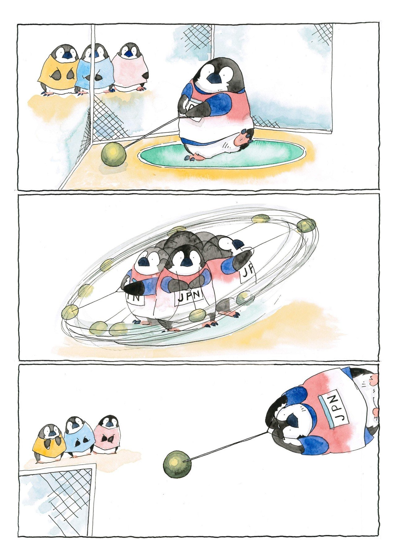 なでがたペンギンオリンピック12 陸上 ハンマー投げ おやトンデッチャッタ の巻 なでがたペンギン Note