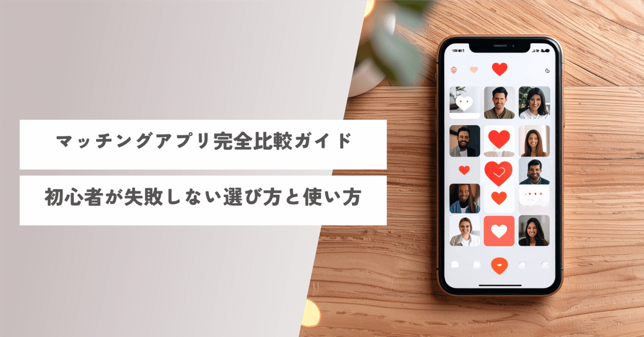 マッチングアプリ完全比較ガイド：初心者が失敗しない選び方と使い方｜しゅん｜彼女ナシ歴＝年齢からの逆転術