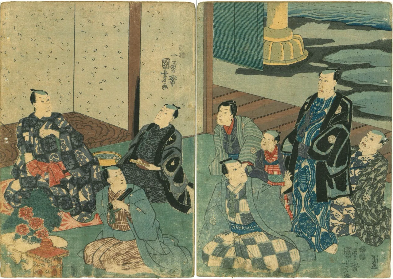 五代目市川海老蔵と息子たちが描かれた貴重な浮世絵が手に入りました