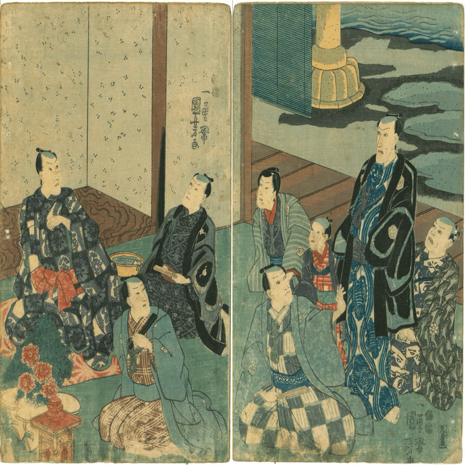 五代目市川海老蔵と息子たちが描かれた貴重な浮世絵が手に入りました