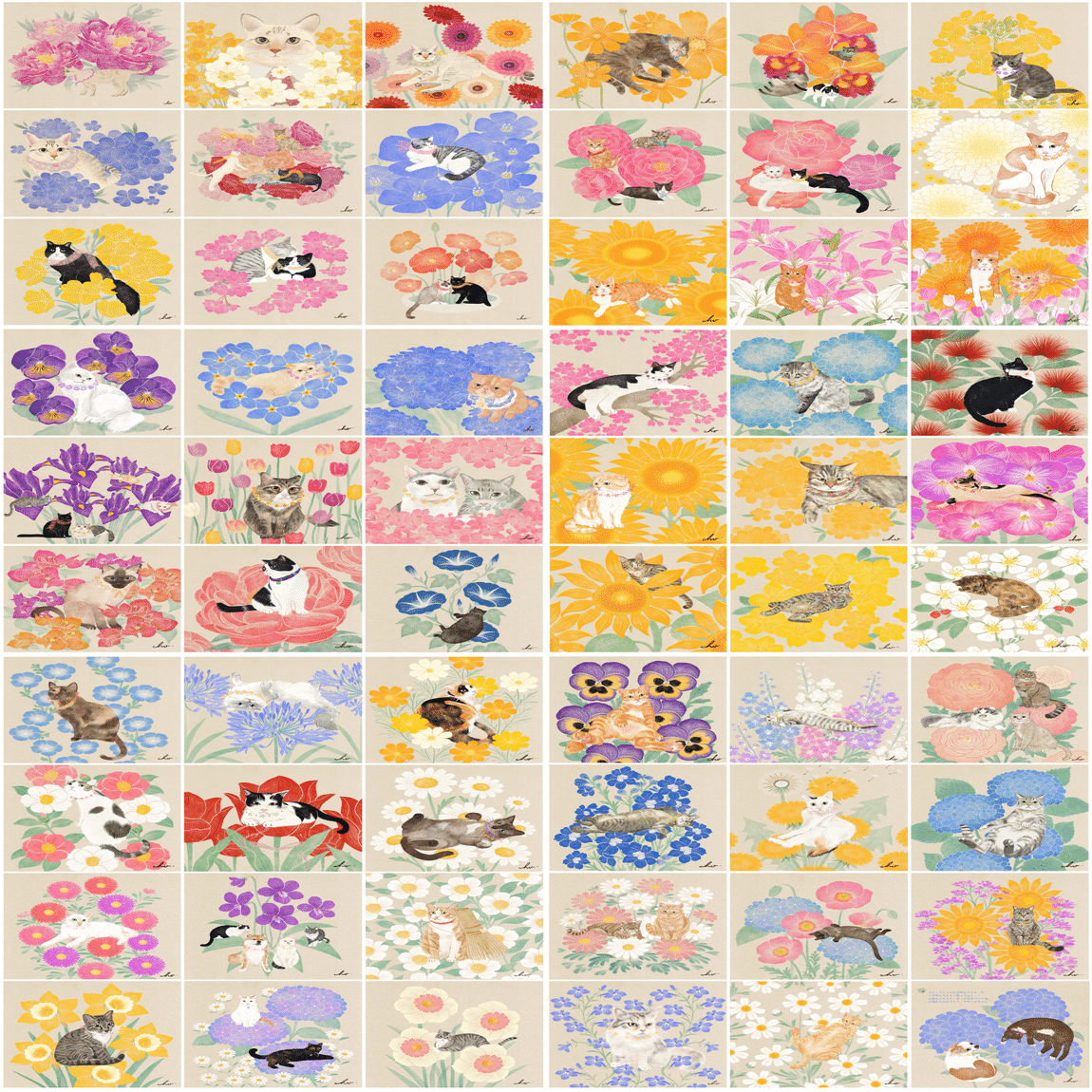 猫と花がつなぐ世界 • 猫イラスト♡｜Chomarley