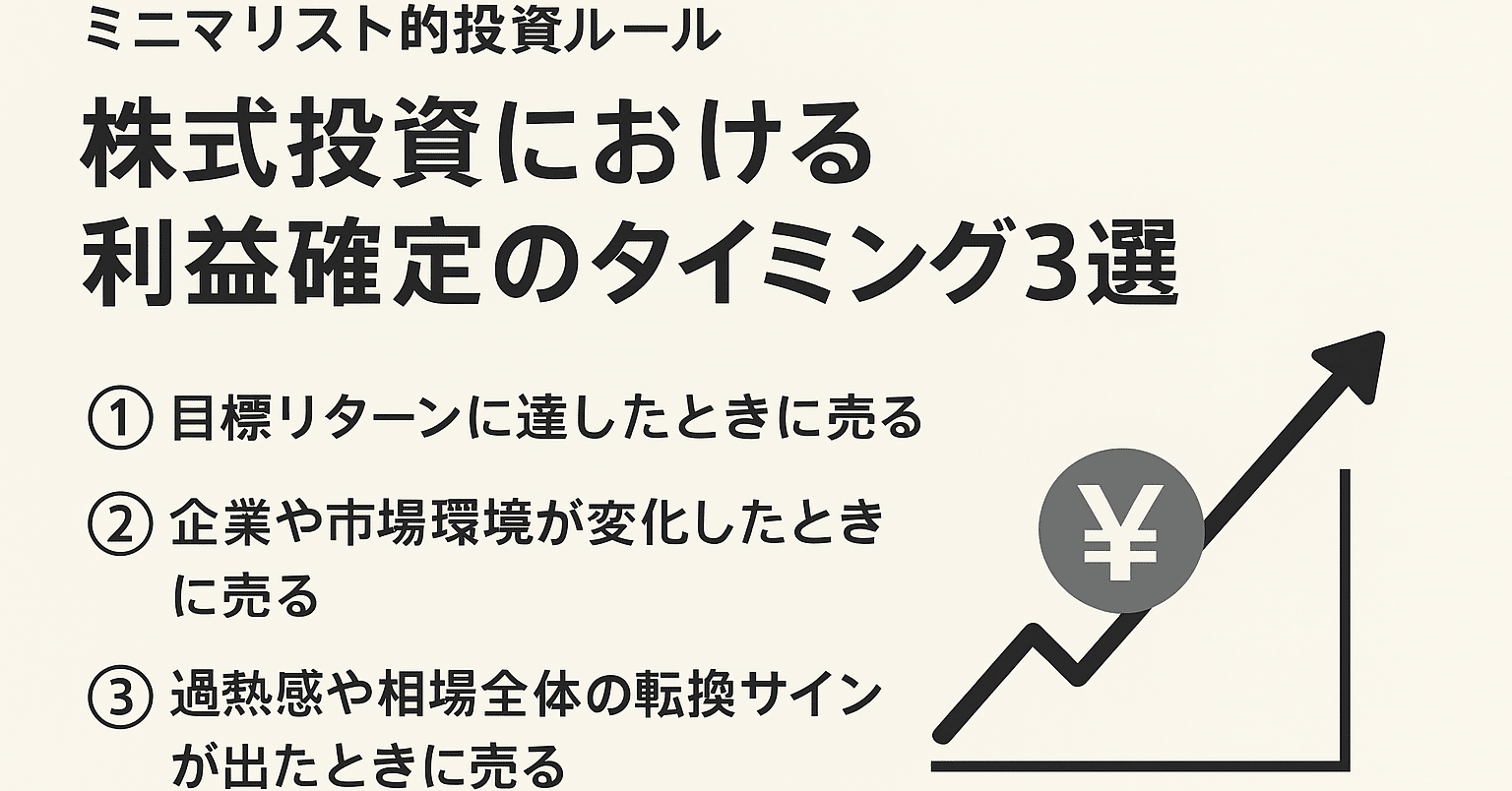 ミニマリスト的投資ルール──株式投資における利益確定のタイミング3選｜時間を持て余したハシビロコウ