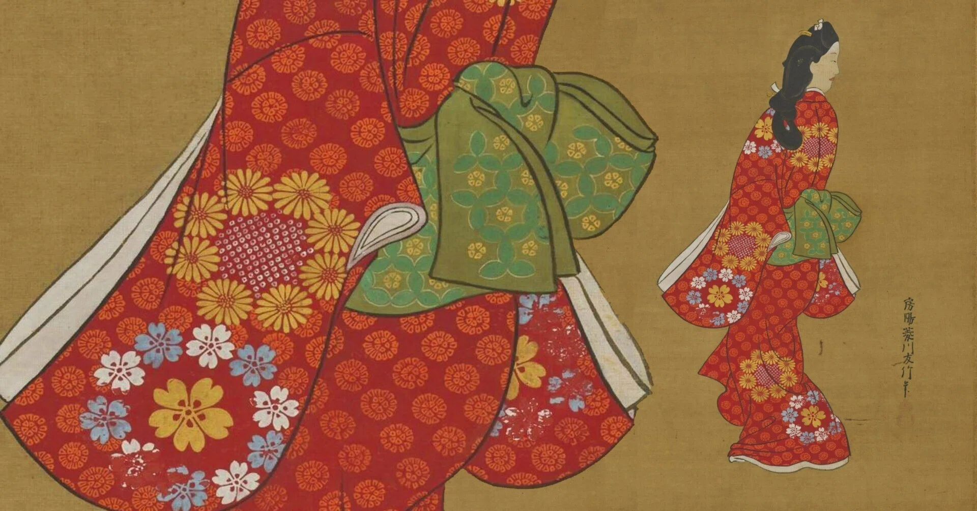 浮世絵題材 浮世絵柄 着物 お江戸ガールズ・コレクション開幕 江戸時代