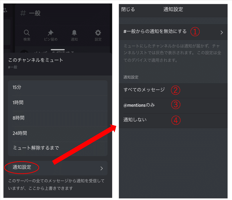 チャンネル通知設定（iPhone）