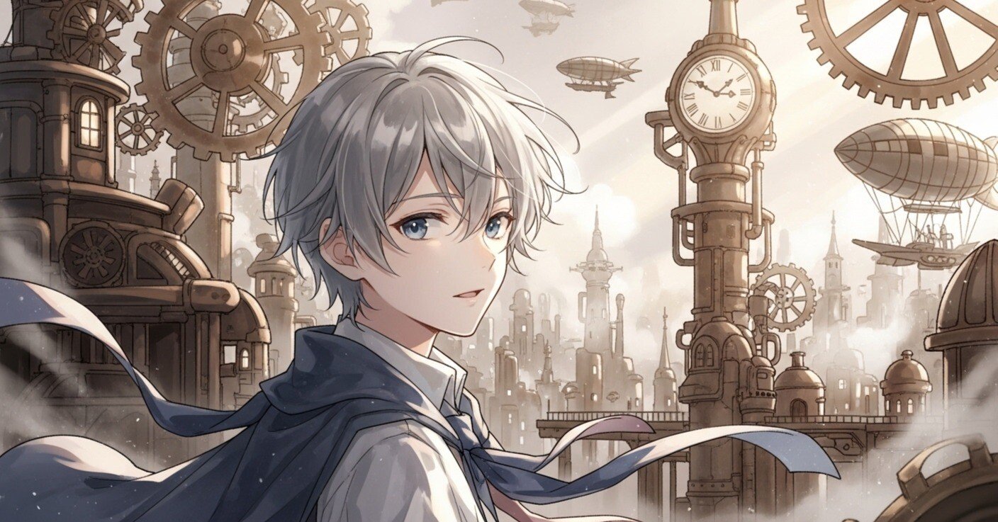 第25投稿目【AI画像生成】白銀の髪同盟！スチームパンク風｜伊藤洋子