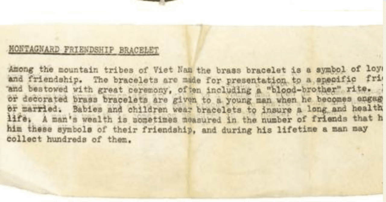 ★アメリカ軍＊ベトナム戦争＊特殊部隊＊真鍮モンタニヤール友情ブレスレット（実物） ☆アメリカ軍＊ベトナム戦争＊特殊部隊＊真鍮モンタニヤール友情