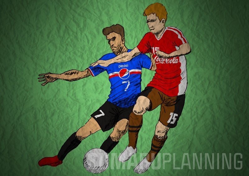 イラスト 面白クラシコ パロディサッカーチームのダービーを描いたイラストシリーズ スマルプランニング Note