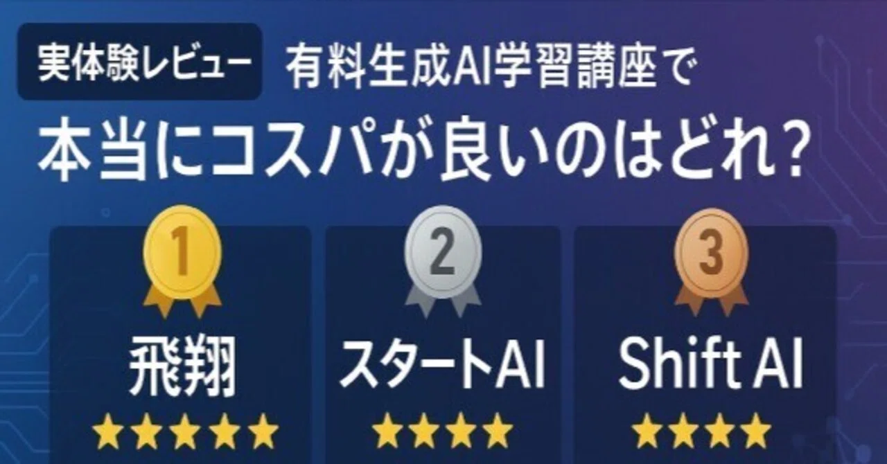 実体験レビュー】有料生成AI学習講座で本当にコスパが良いのはどれ 