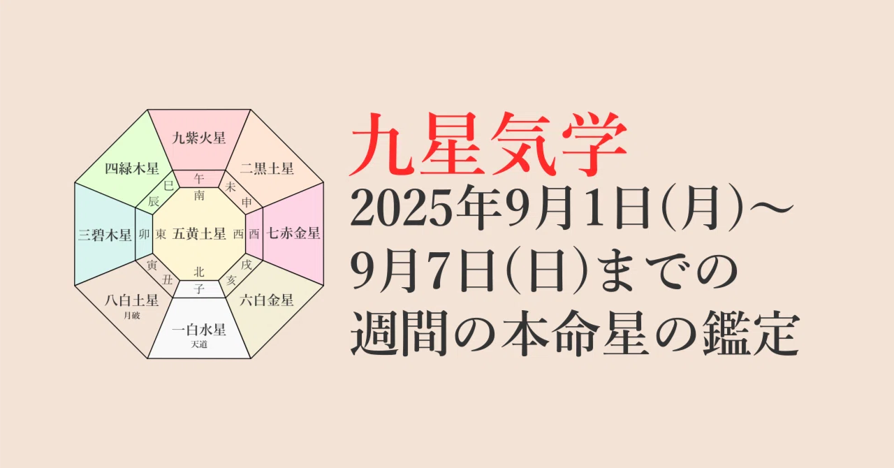 九星気学】2025年9月1日(月)～9月7日(日)までの週間の各本命星の鑑定