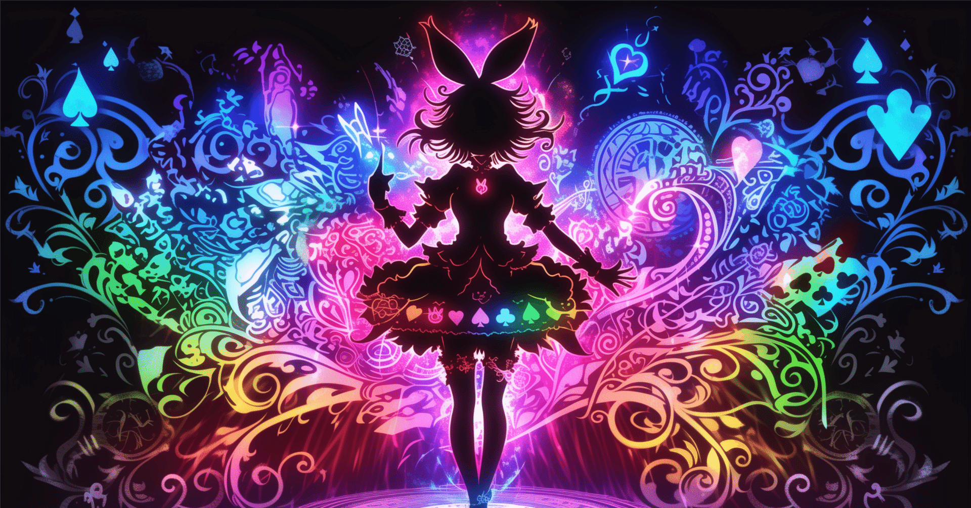 AIイラスト制作記｜ネオンラインアートで描く“アリスの幻想世界