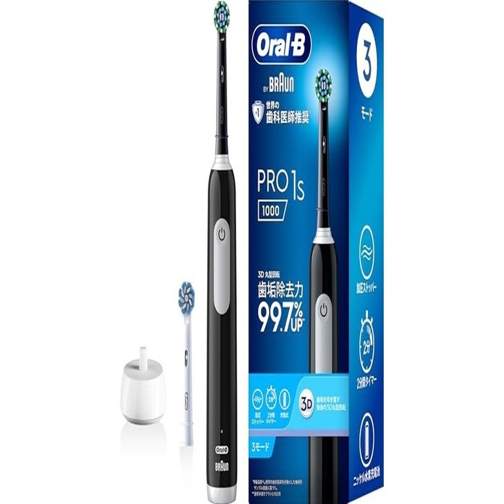 ブラウン 電動歯ブラシ オーラルB PRO1S 替えブラシ2本 D305.523.3 BK