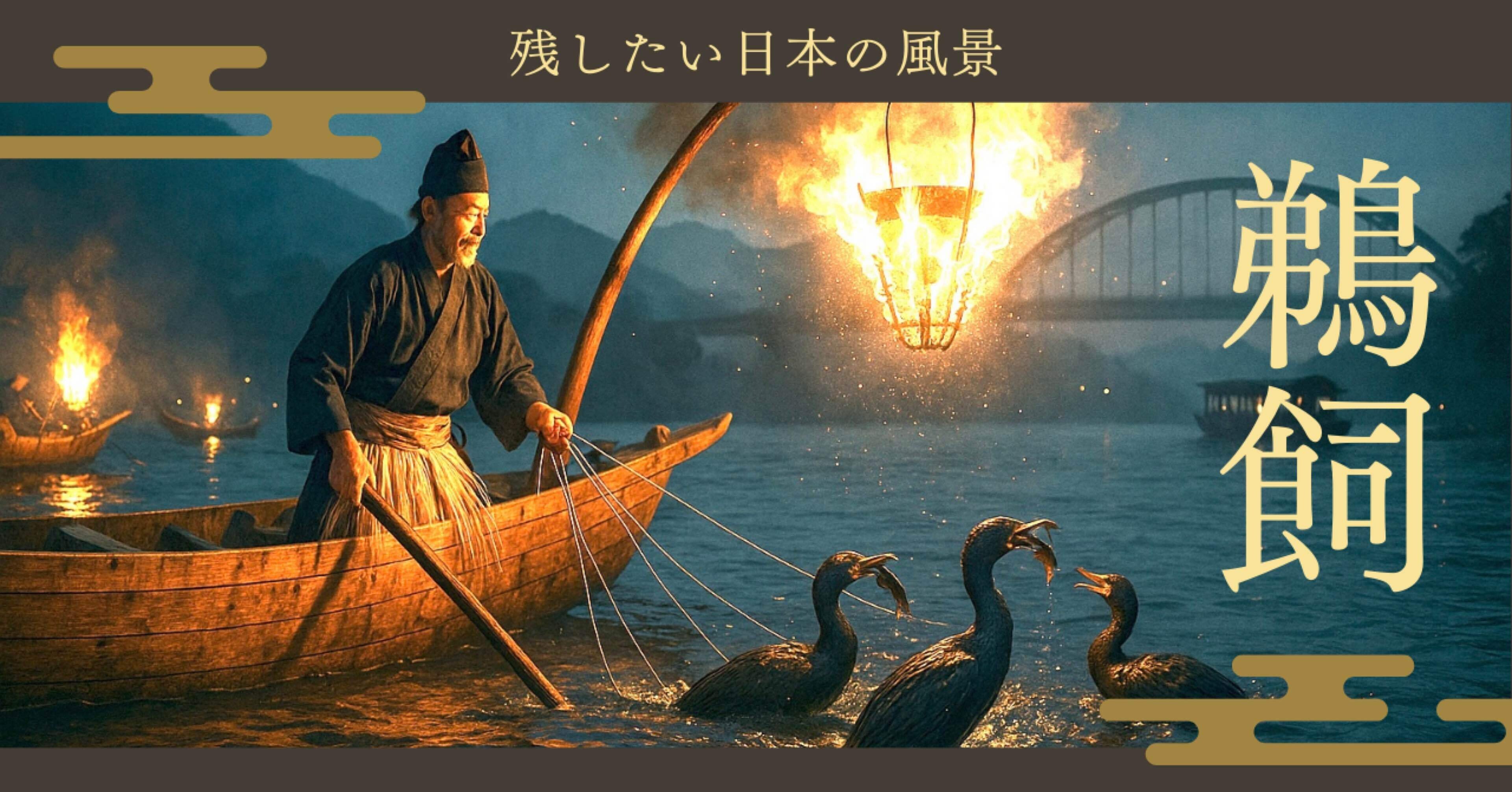千P⑫夕日にボートと鳥　ジグソーパズル　金属額　長良川の鵜飼？夕暮れに飛ぶ鵜かね ミュージアムと観覧船で体感した長良川鵜飼1300年の伝統【岐阜県岐阜市