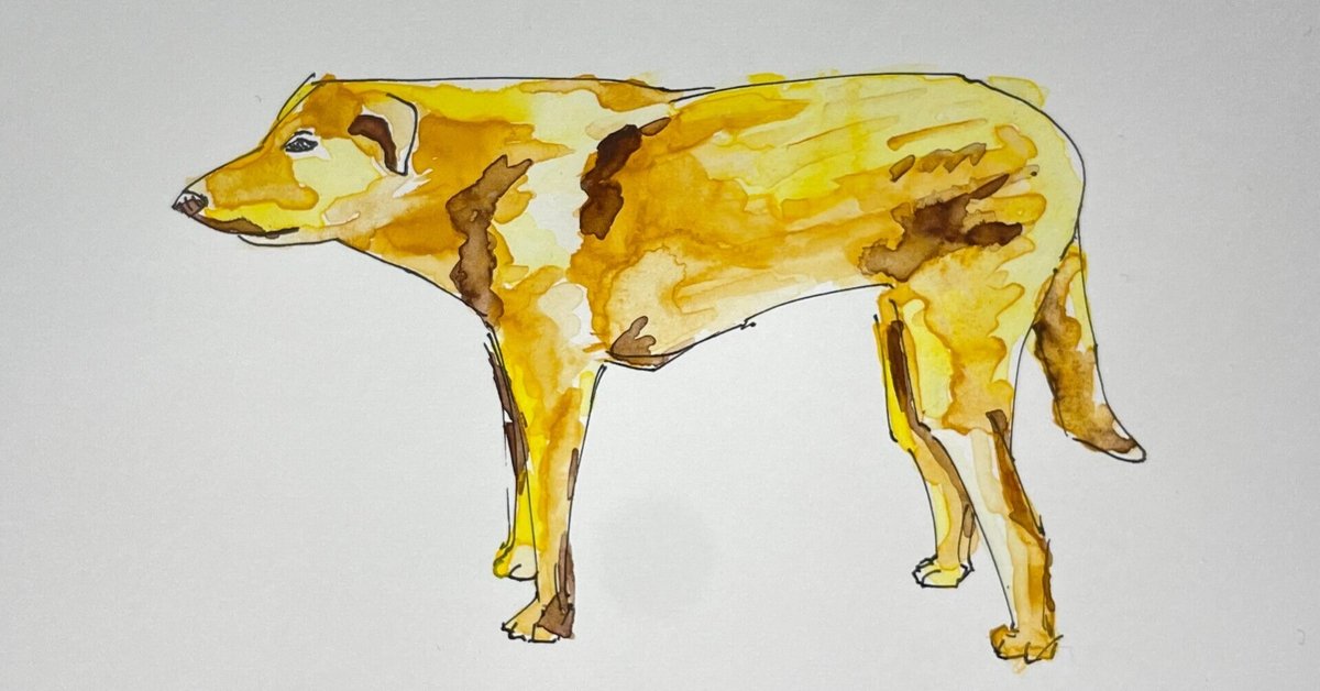 t*s様 「 色で満たされた犬 」｜絵画 ドローイング 動物画 抽象画 ペン画 ボールペン画 ポメラニアン013【ドローイング 原画 絵画