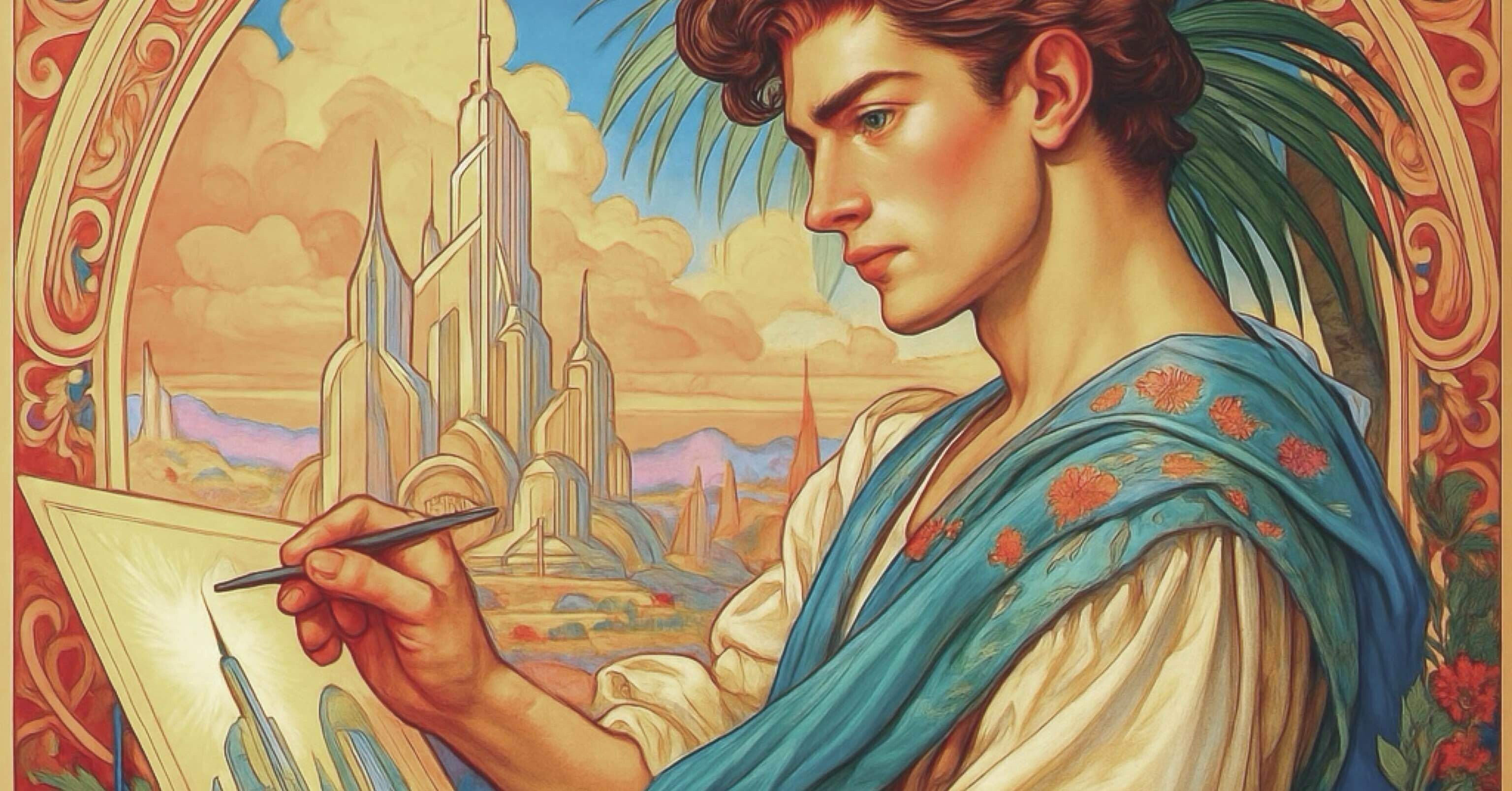 乙女座09度｜未来派の絵を描く男。｜Astrologist Mucha