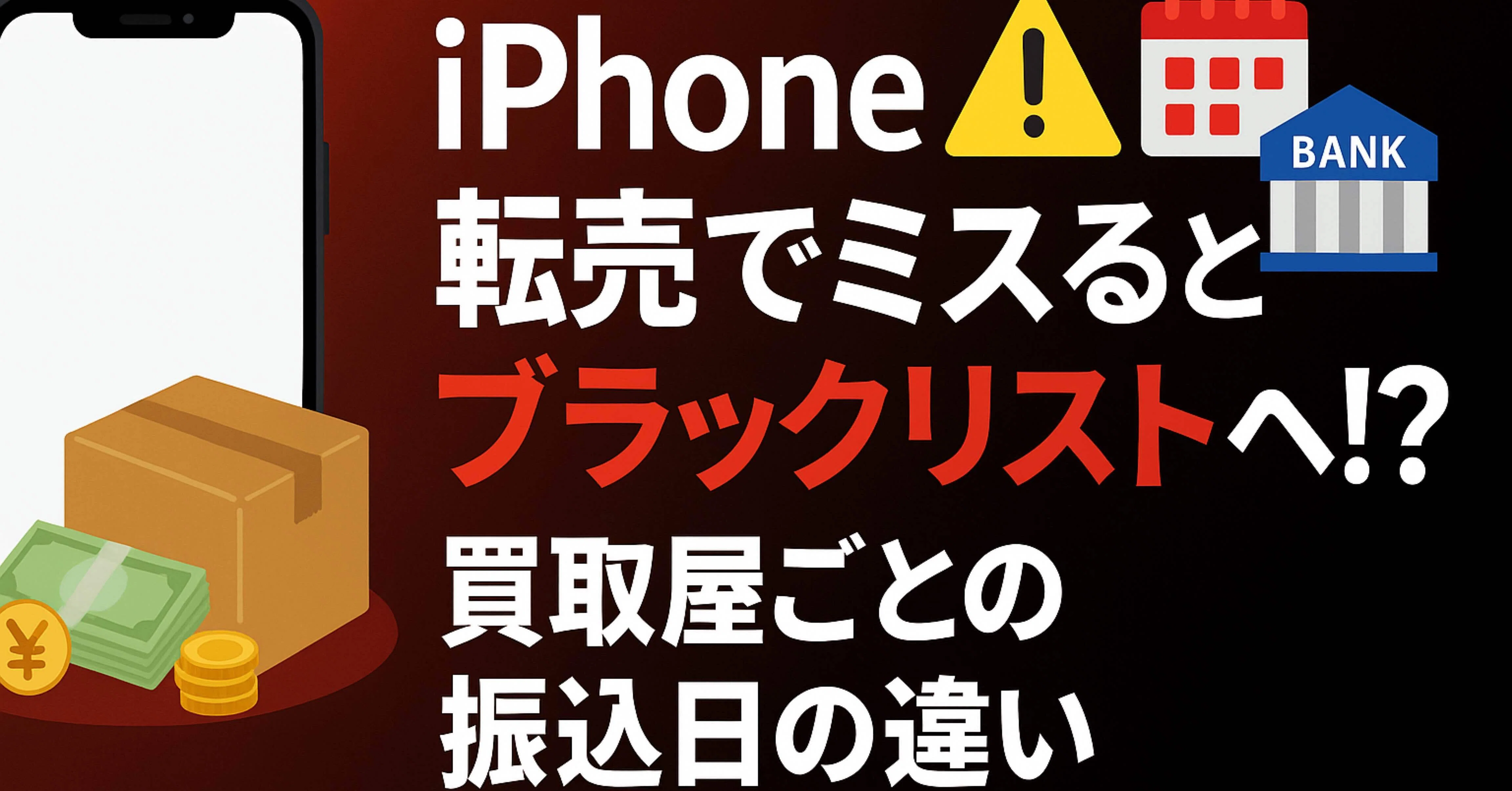 iPhone転売でミスるとブラックリストへ！？買取屋ごとの振込日の違い 