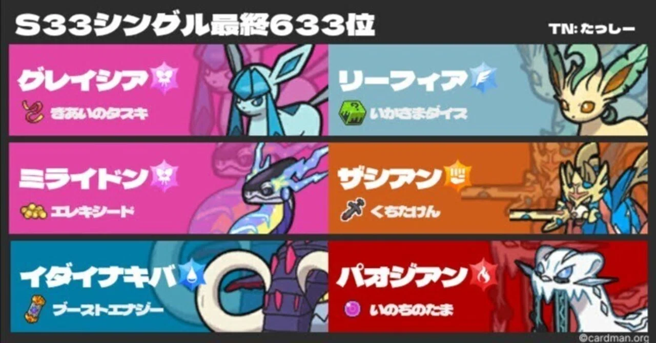 ポケモンSV S33 シングル 最終633位R1870 偉大なグレイドン ~リーシア