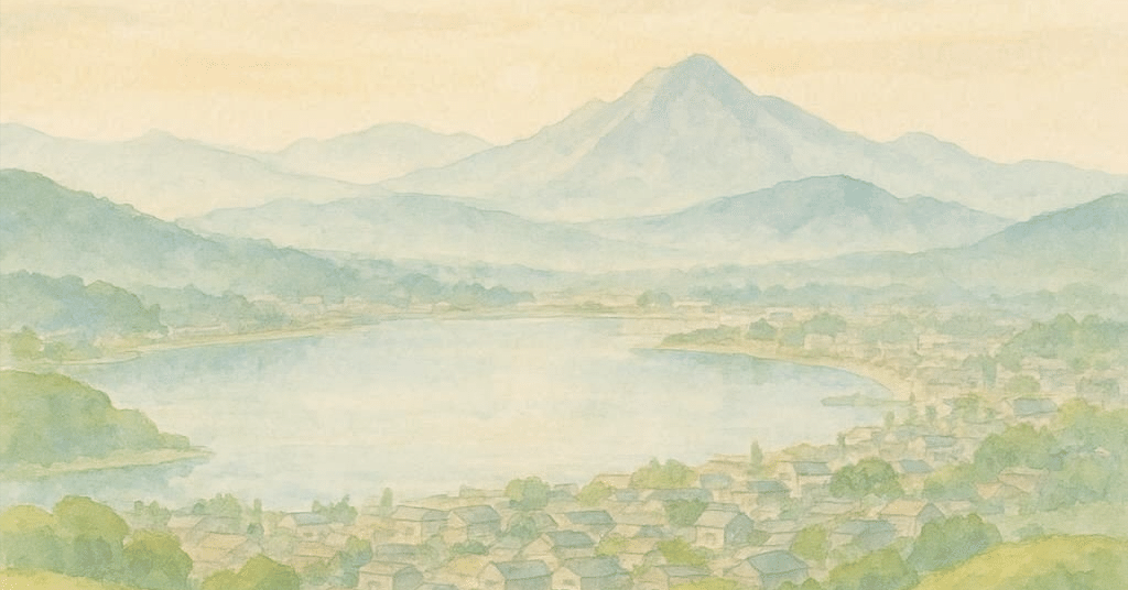 349[生成AI]湖の見える丘から,イラスト集[Image Creator]｜久藤 あかり