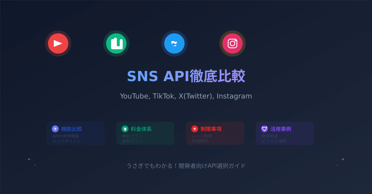 うさぎでもわかる🐰YouTube Data APIと同じようなことができる！TikTok・X・Instagram API 徹底比較ガイド2025｜taku_sid🐰エージェント