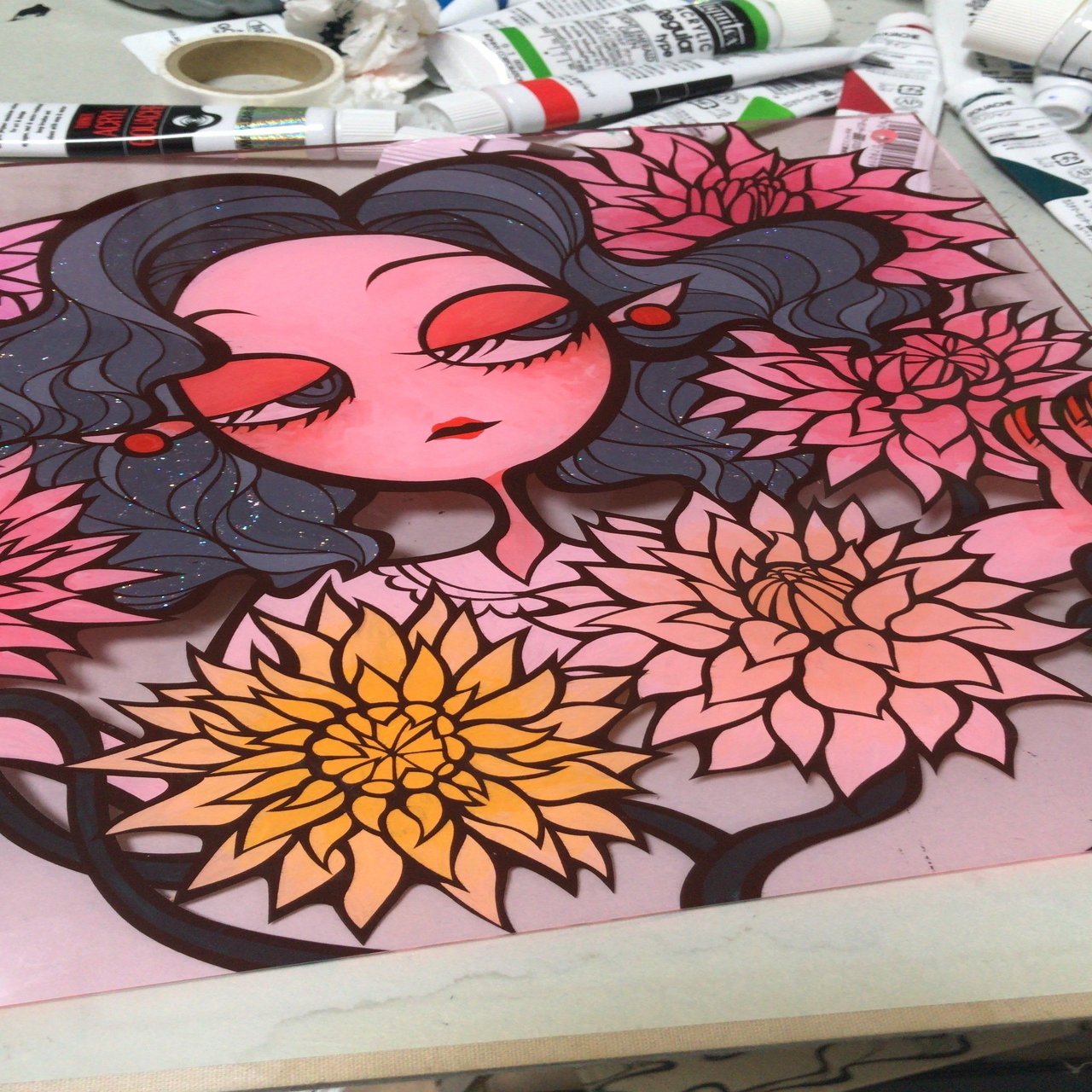 アクリルにアクリルで絵をかいています っていうと伝わらないので詳しめに説明する Curry Ddd Note