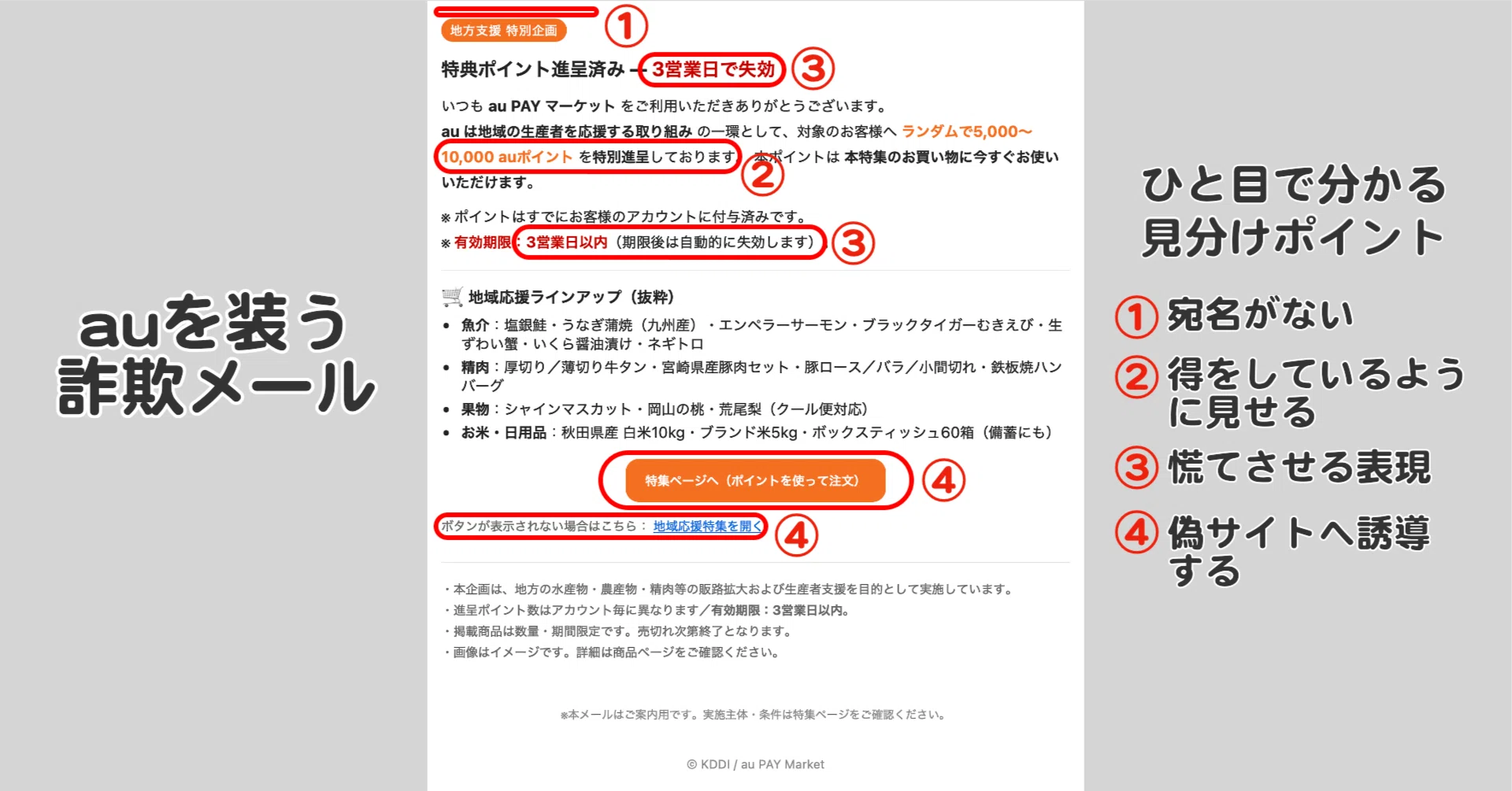 au PAY》特典進呈を装う偽メールに注意｜ネット安心ガイド