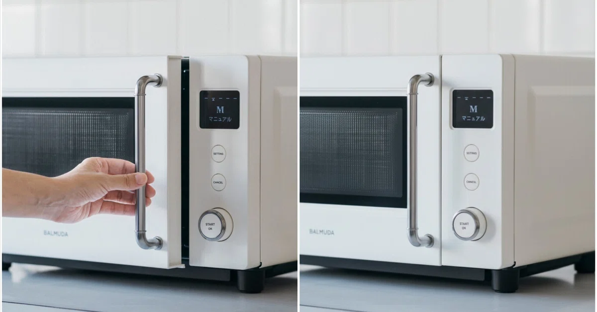 静かに閉まる扉──単機能レンジ初のソフトクローズ(BALMUDA 静かに閉まる扉──単機能レンジ初のソフトクローズ(BALMUDA
