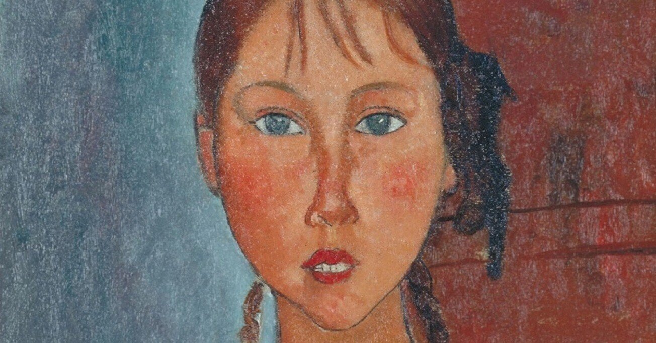 モディリアーニ　「おさげ髪の少女」 リトグラフ □モディリアーニ（Modigliani） 【おさげ髪の少女】 リトグラフ 直筆