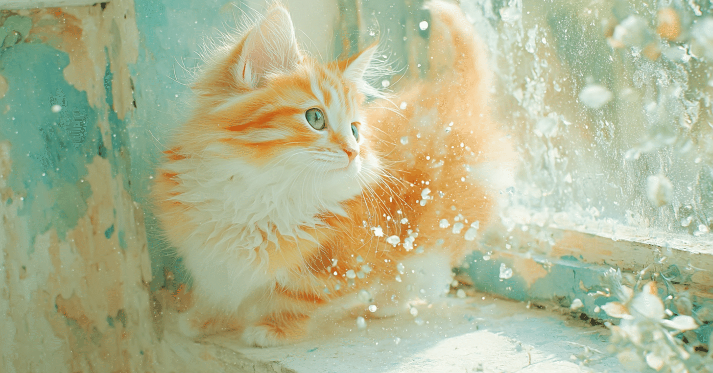 配布中】心形のリボンと遊ぶ子猫の壁紙 壁紙 by Wallpaper HD | WidgetClub, image size:1456x762