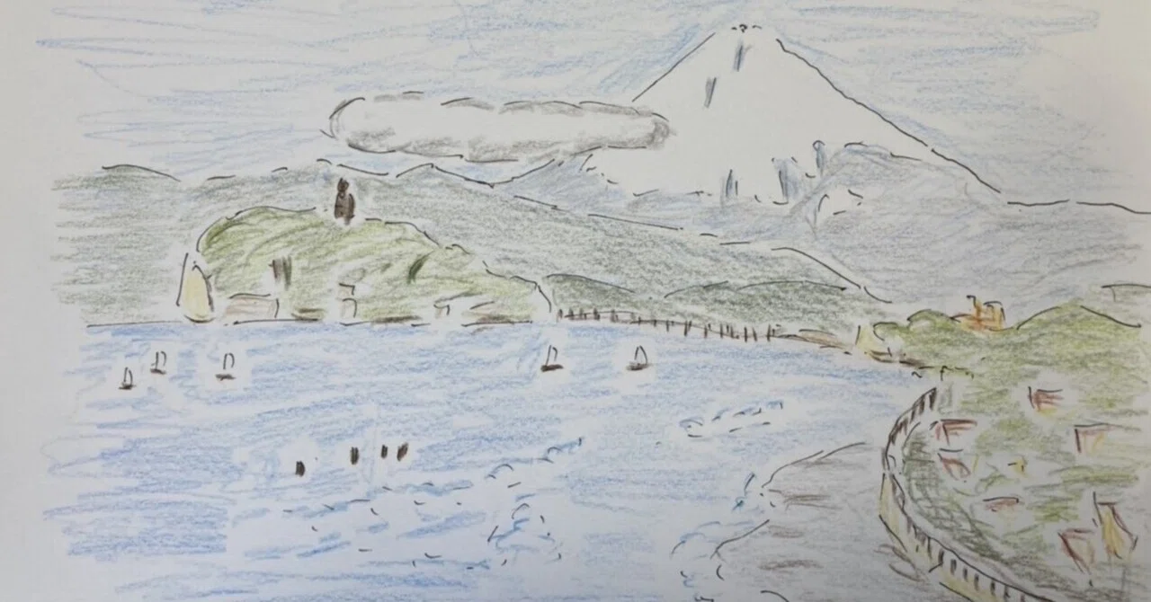 富士山スケッチ⑱】御殿場・河口湖(カチカチ山)・吾妻山・稲村ケ崎｜Mt