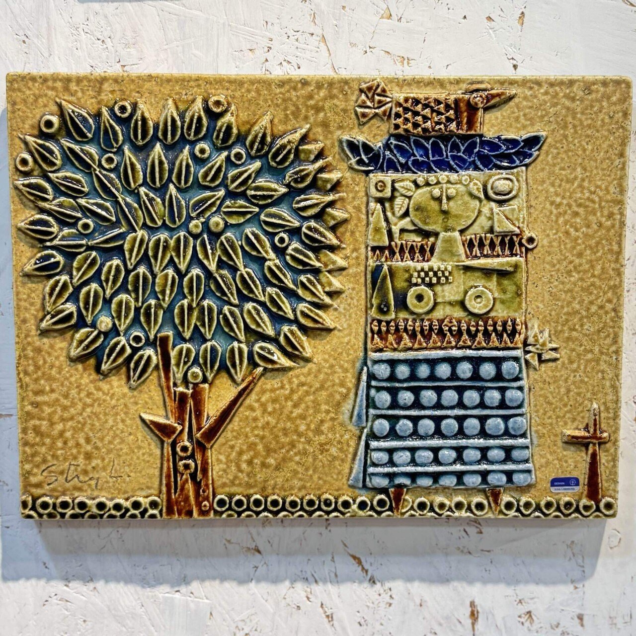 スティグリンドベリ 陶板 3人の女性 Stig lindberg スティグ