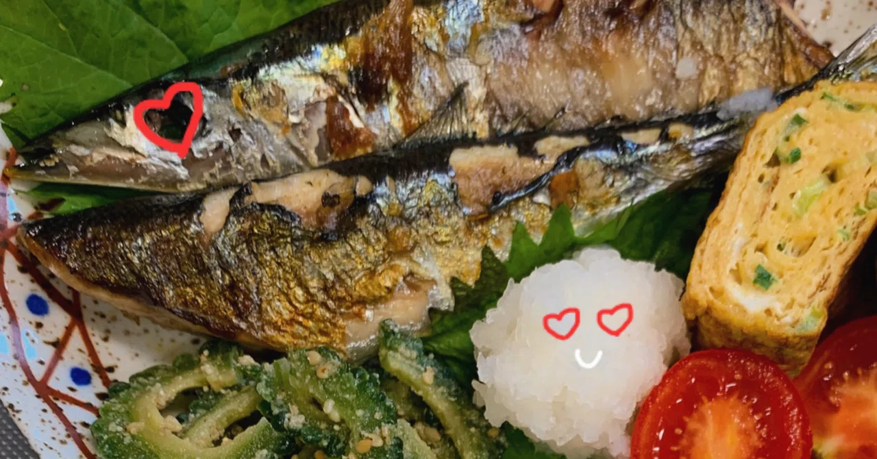 [Daily Life] Salt-grilled Pacific Saury 🐟😍｜543さんのお弁当🐣
