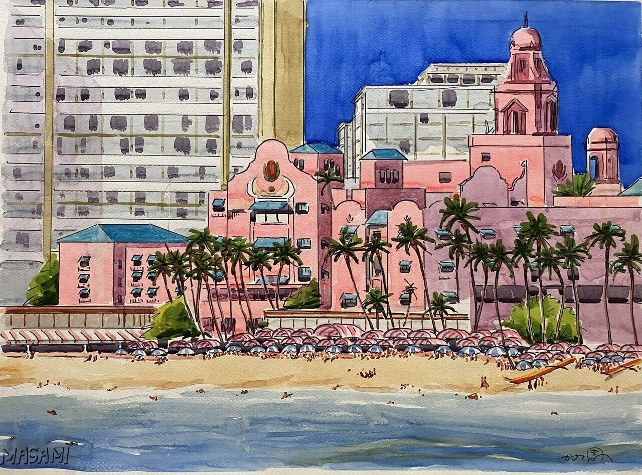 4神園正美の透明水彩画 ロイヤルハワイアン｜神園正美の透明水彩画@note