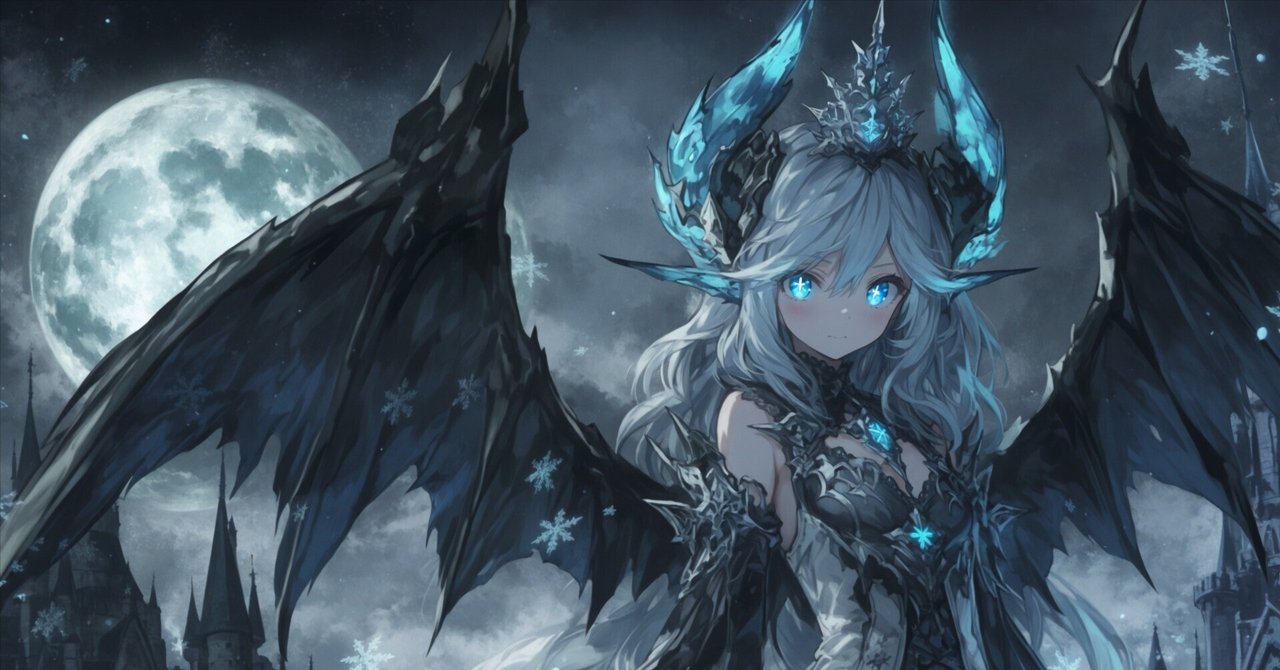 AIイラスト制作記｜鉛筆画に舞う“雪の悪魔少女”― 線と差し色で描く