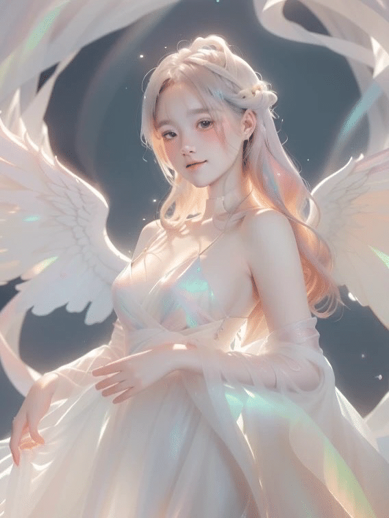 🤍純白のドレスに宿る七色の光 ー 天使が纏う神秘的な輝き」｜KAN