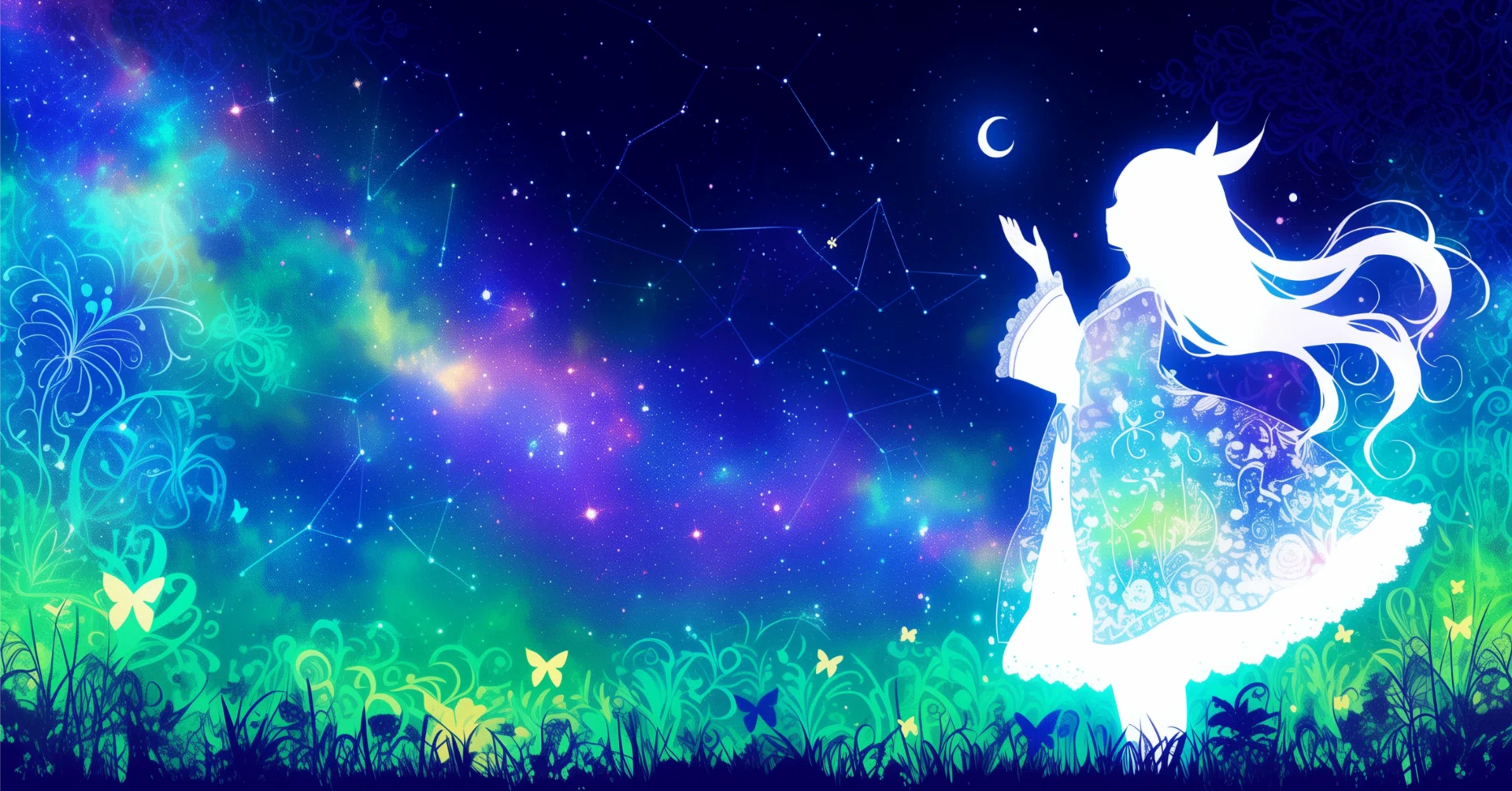 初心者でも出来る！AIイラスト制作記｜静寂に包まれた“祈りの丘”― 星空