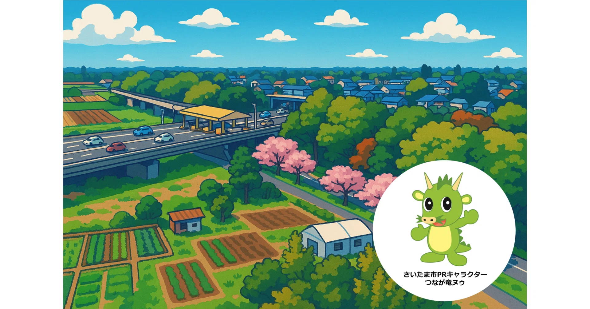 新見沼大橋と「つなが竜ヌゥ」の関係｜埼玉県道路公社