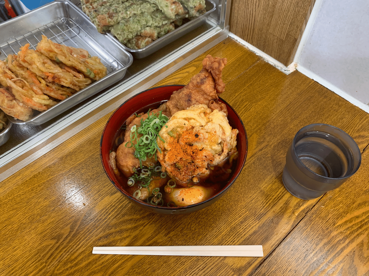 我孫子駅の弥生軒6号店の唐揚げ蕎麦 桔梗の花 도라지 Note