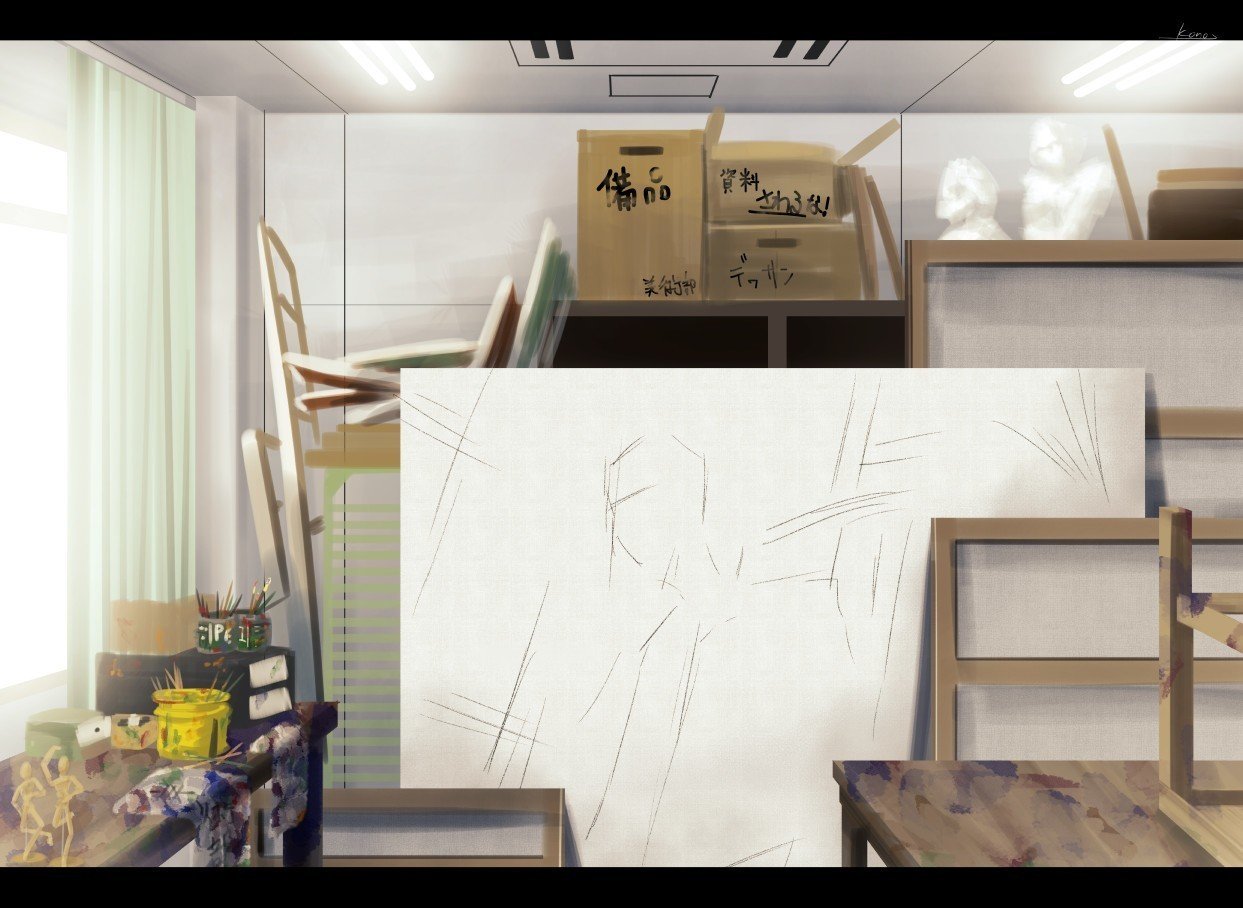 背景版深夜の真剣お絵描き60分一本勝負 お題 デッサン人形 キャンバス 美術室的な パレットは忘れ去られていた 作業工程動画や解説はまた後日ー コノハ Note