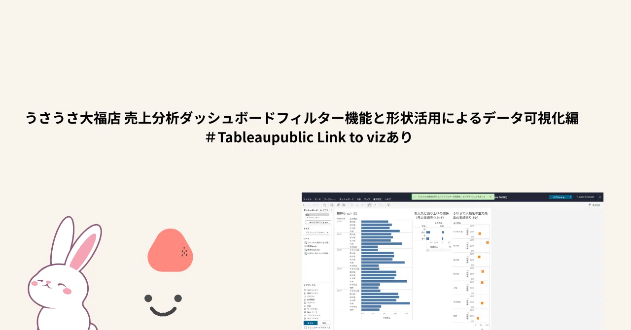 うさうさ大福店 売上分析ダッシュボードフィルター機能と形状活用