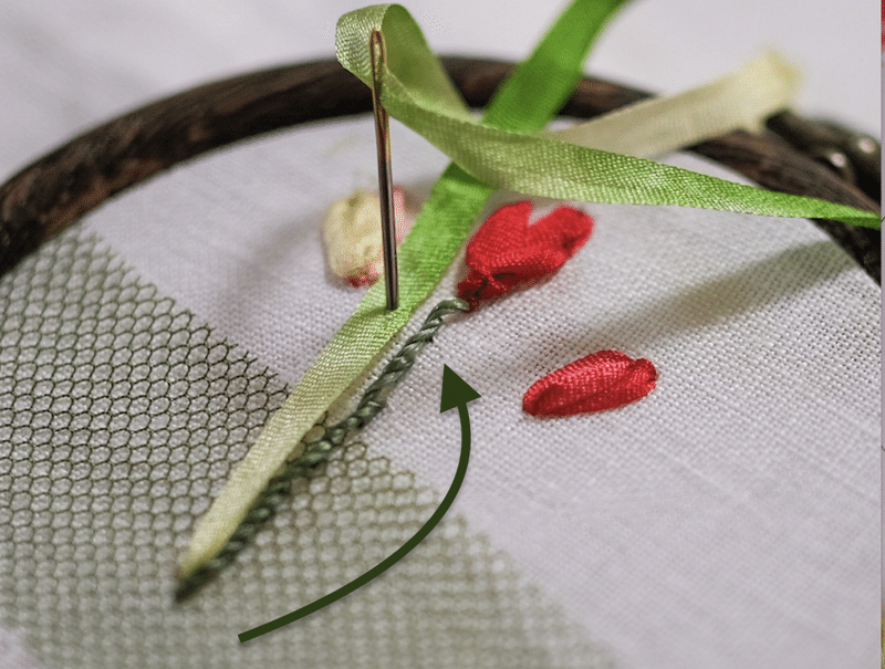 リボン刺繍で作りませんか チューリップの花刺繍 制作解説 Art Fiber Endo Note リボン刺繍で作りませんか チューリップの花刺繍 制作解説 Art Fiber Endo Note